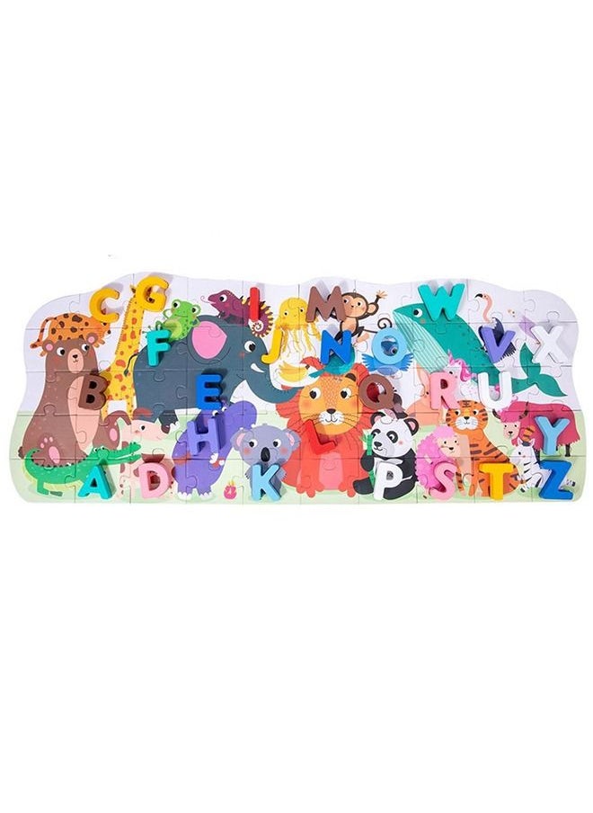 BAYBEE 2 in 1 Wooden Number Counting Puzzles for Kids Montessori Learning board Toys with Animals Jigsaw Puzzle Numbers Puzzles Early Educational Puzzle Toys for Kids 2 Years Boys Girls Alphabets  - Image 1