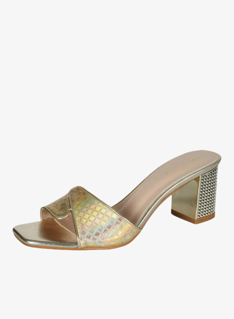 Zayna Gold 221-79 Zayna Ladies  High Block Heel Slip on 15C1596-13 Gold for Women | Best Price UAE