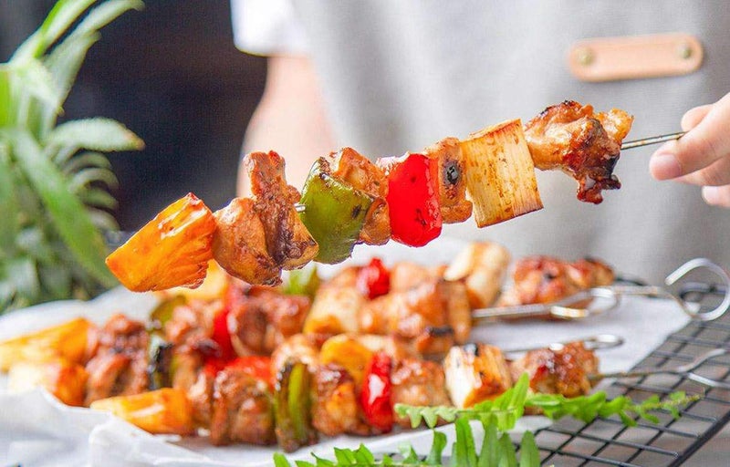 HONSHEN 8 Inch Metal Kabob Skewers, BBQ Skewers,Reusable Stainless Steel Barbecue Skewer Sticks for Grilling Kebob Meat Chicken Vegetable Appetiser,Pack of 30 (8 inch Skewers 30P) - Image 5