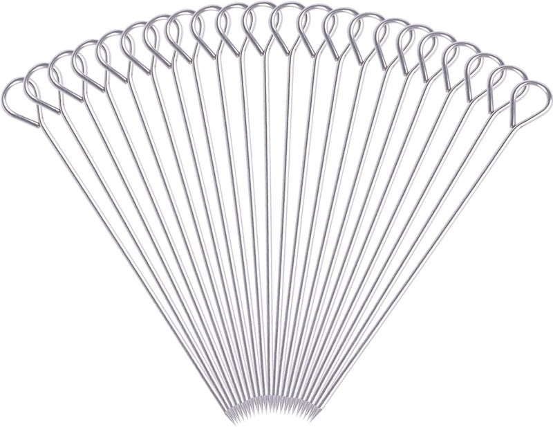 HONSHEN 8 Inch Metal Kabob Skewers, BBQ Skewers,Reusable Stainless Steel Barbecue Skewer Sticks for Grilling Kebob Meat Chicken Vegetable Appetiser,Pack of 30 (8 inch Skewers 30P) - Image 1