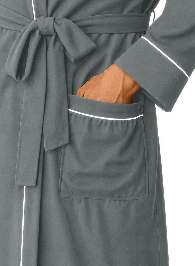 NY Threads Men's Lightweight Knit Robe Cotton Blend Bathrobe, Medium, Grey - Image 4