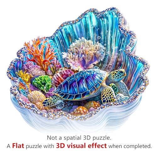 Jigfoxy Wooden Puzzle for Adults Underwater World Jigsaw Puzzles for Adult Unique Animal Shape Wood Cut Puzzles Christmas Thanksgiving Gifts for Friends Family M114 109in165pcs - Image 5