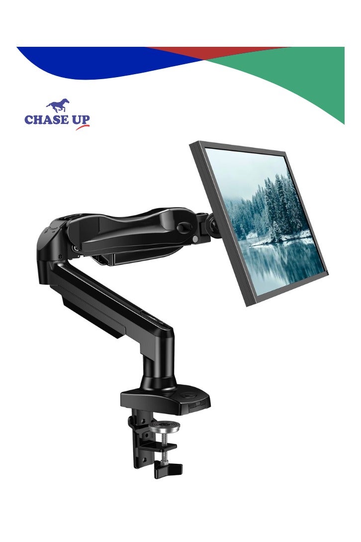 Chase Up Single Monitor Arm, 13 to 32 Inch Gas Monitor Mount, Vesa Mount with Clamp and Grommet Base - Fits 4.4 to 19.8lbs Computer Monitors, Black, HNSS6 - Image 1