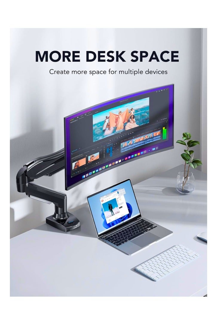 Chase Up Single Monitor Arm, 13 to 32 Inch Gas Monitor Mount, Vesa Mount with Clamp and Grommet Base - Fits 4.4 to 19.8lbs Computer Monitors, Black, HNSS6 - Image 4