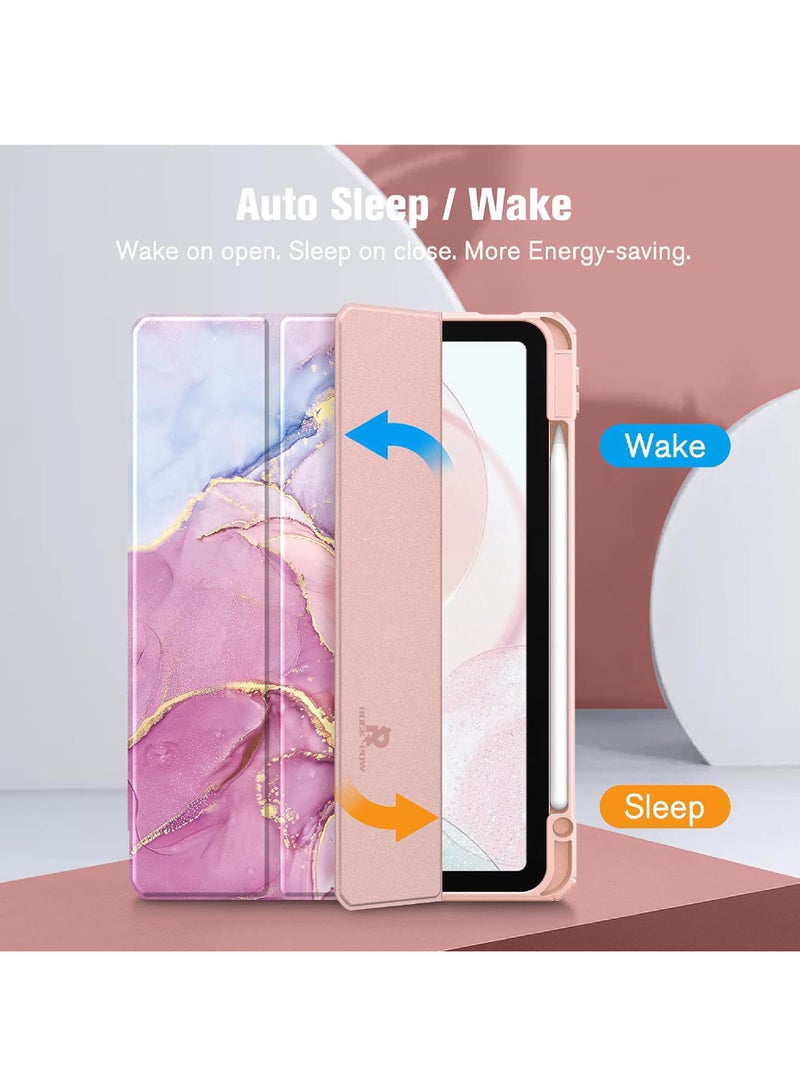 Rock Pow Case for iPad Air 11 inch M3 2025/Case for iPad Air 11 inch M2 2024 and iPad Air5 10.9 inch 2022/Air4 10.9 inch 2020 Gen with Pencil Holder Clear Slim Stand Auto Wake/Sleep,Cover for air 5th/air 4th 10.9inch 2022/2020,air 6th/air 7th 11inch 2025/2024 - Image 3