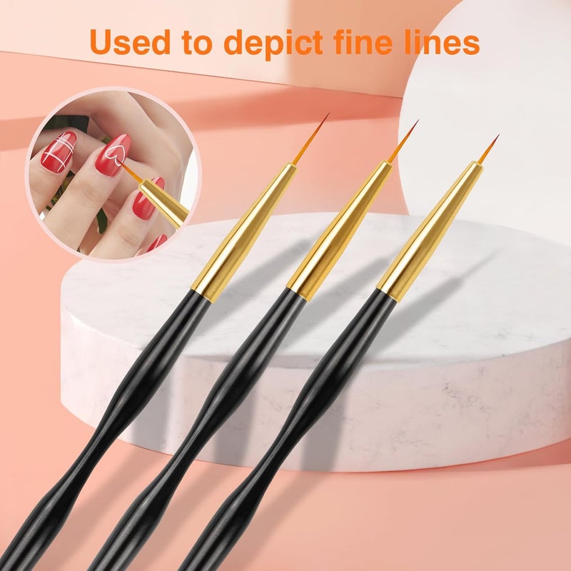 TOCOLES 31pcs Nail Art Brushes, Nail Art Design Tools Kit with Liner Brush Dotting Tools Drawing Pens Design Tools Polish Brushes for Women Nails Gel Painting - Image 4