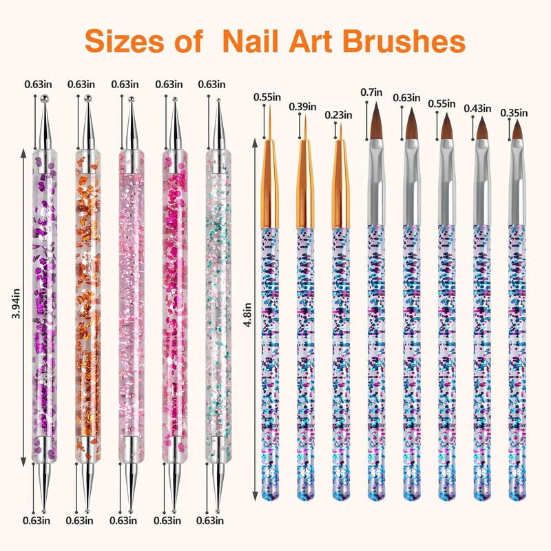 TOCOLES 31pcs Nail Art Brushes, Nail Art Design Tools Kit with Liner Brush Dotting Tools Drawing Pens Design Tools Polish Brushes for Women Nails Gel Painting - Image 3