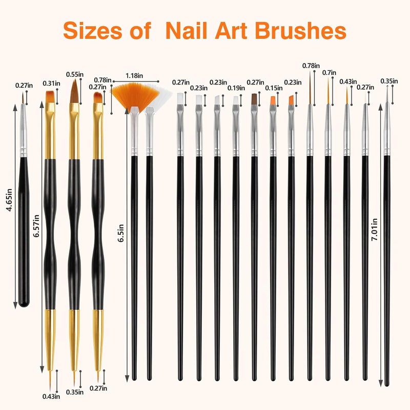 TOCOLES 31pcs Nail Art Brushes, Nail Art Design Tools Kit with Liner Brush Dotting Tools Drawing Pens Design Tools Polish Brushes for Women Nails Gel Painting - Image 2