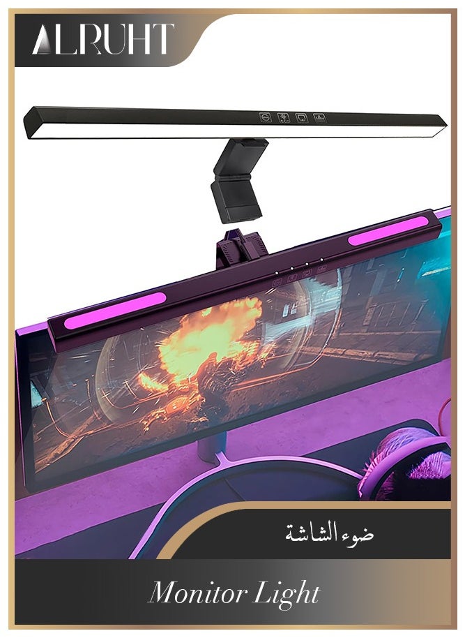 الروهيت مصباح شاشة كمبيوتر، 7 اوضاع اضاءة RGB، اضاءة قيمنك، عناية بالعين، شريط شاشة شاشة بدون وهج، قابل للتعتيم 3 الوان درجة حرارة، مصباح مكتب للاجواء للمكتب، الدراسة، الرياضة الالكترونية  - Image 1