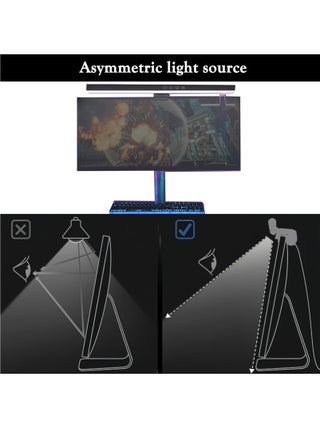 40cm Monitor Light Bar with RGB Backlight, Dual Light Source for Office and Gaming, Type-C Computer Gaming Light, Eye-Caring Screen Light for Home Office and Gaming, Black - view 5