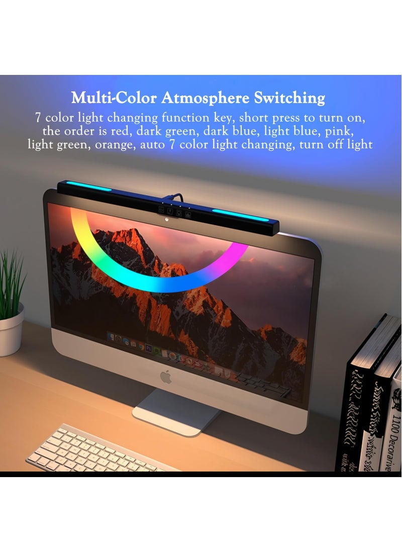 الروهيت مصباح شاشة كمبيوتر، 7 اوضاع اضاءة RGB، اضاءة قيمنك، عناية بالعين، شريط شاشة شاشة بدون وهج، قابل للتعتيم 3 الوان درجة حرارة، مصباح مكتب للاجواء للمكتب، الدراسة، الرياضة الالكترونية  - Image 2
