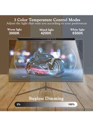 40cm Monitor Light Bar with RGB Backlight, Dual Light Source for Office and Gaming, Type-C Computer Gaming Light, Eye-Caring Screen Light for Home Office and Gaming, Black - view 3