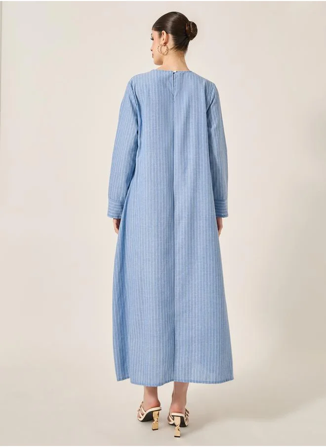 ستايلي Striped A-Line Jalabyia with Pockets