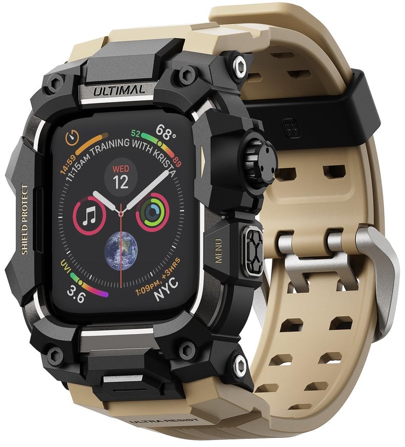 ULTIMAL Rugged Case with Band for Apple Watch 44mmCompatible with Apple Watch Series SE 3SE 2SE Generation654 Military Grade Shockproof Bumper Cover for iWatch Tactical Band Men 44mmDesert Yellow - Image 2