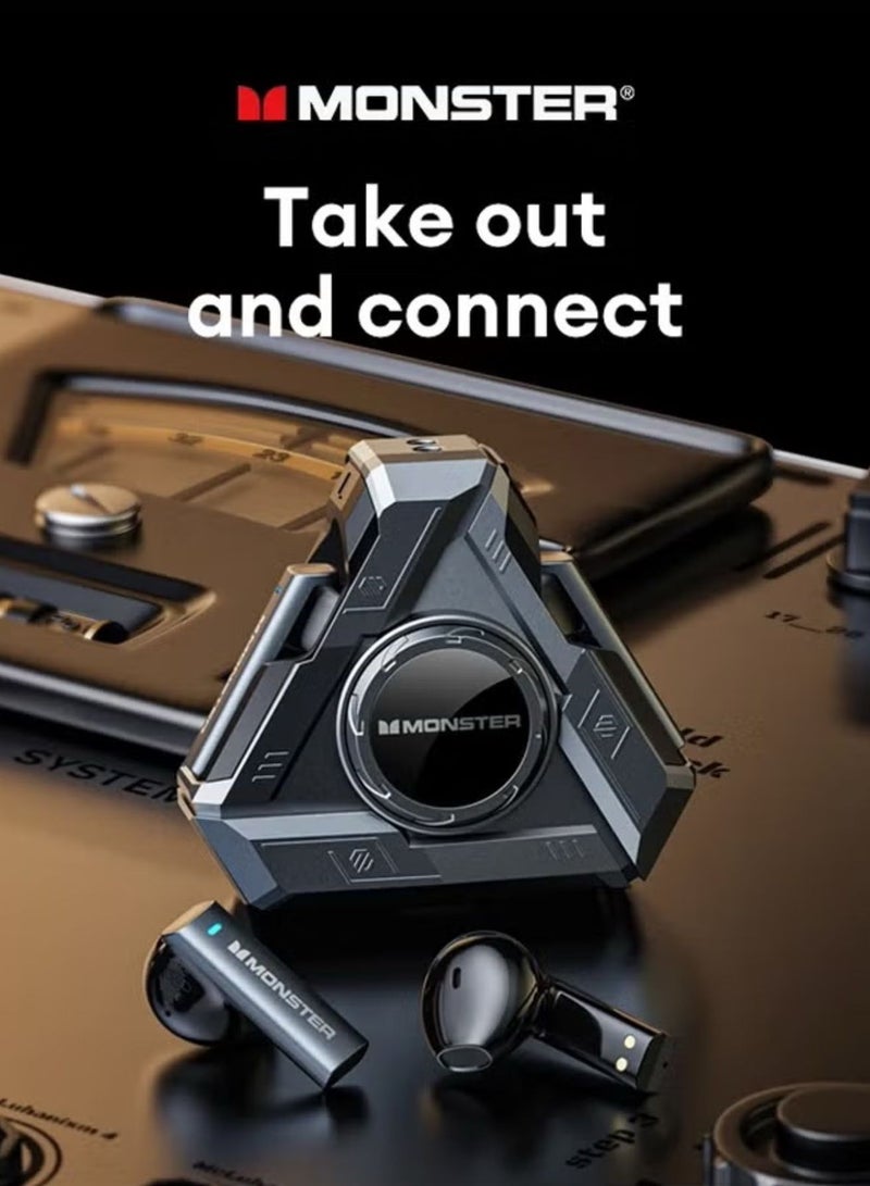 Monster XKT22 Wireless Bluetooth Earbuds Gaming Headphones Deep Bass Low Latency Game Headset with Built-in Microphone Noise Canceling Black - Image 2