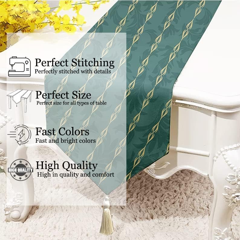 BRICK HOME Azure Floral Printed Poly Cotton 4 Seater Table Runner and Bed Runner (13 X 60 Inches with Tassel) - Image 4