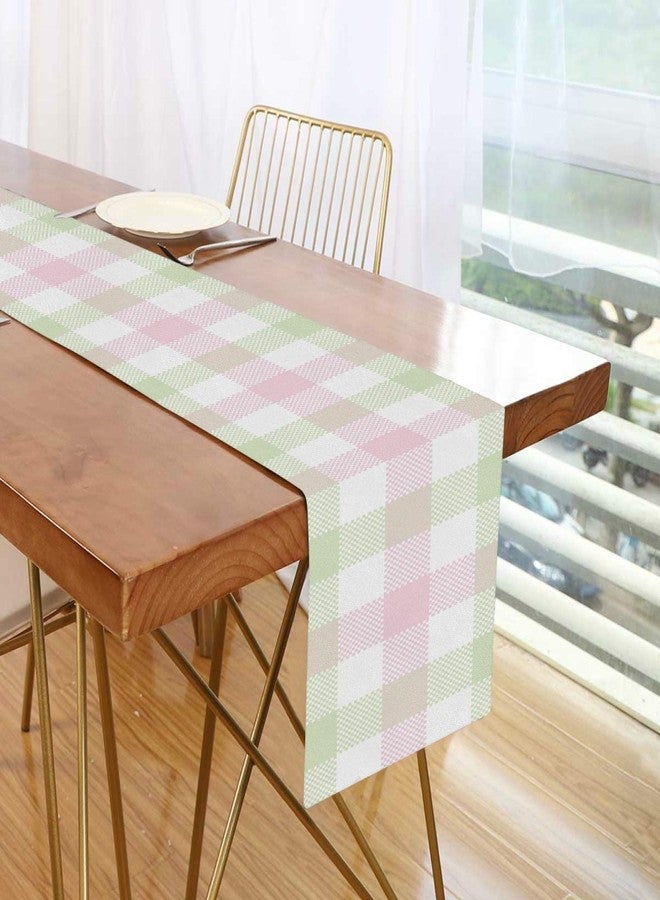Oarencol Pink Green White Buffalo Check Table Runner Easter Spring Plaid Double Sided 13x70 inch Polyester Table Cloth - Image 5