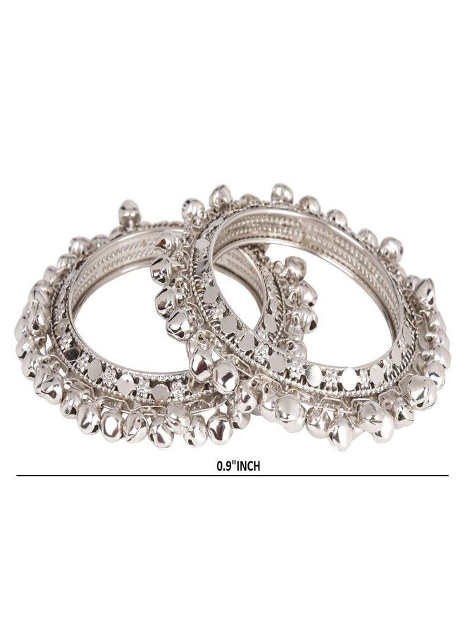Efulgenz Oxidized Indian Bracelet Bangle Oxidized Silver Bangles Boho Bohemian Oxidized Bell Charms Retro Vintage Bracelet Bangle Jewelry for Women - Image 5