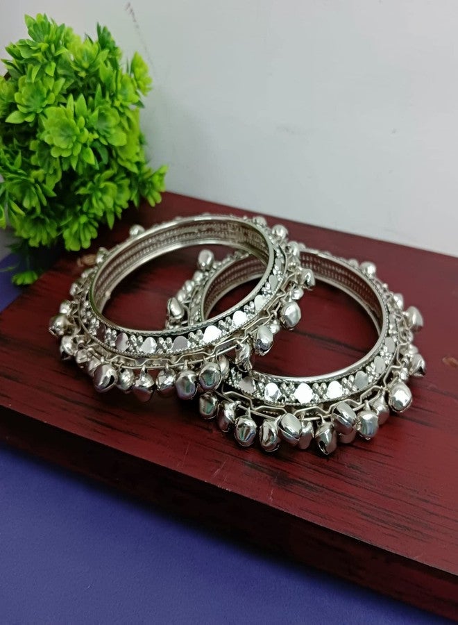 Efulgenz Oxidized Indian Bracelet Bangle Oxidized Silver Bangles Boho Bohemian Oxidized Bell Charms Retro Vintage Bracelet Bangle Jewelry for Women - Image 2