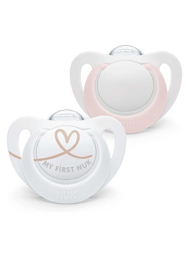 NUK Star Silicone Soother For 0-2 Months Baby, Assorted Pack of 2's