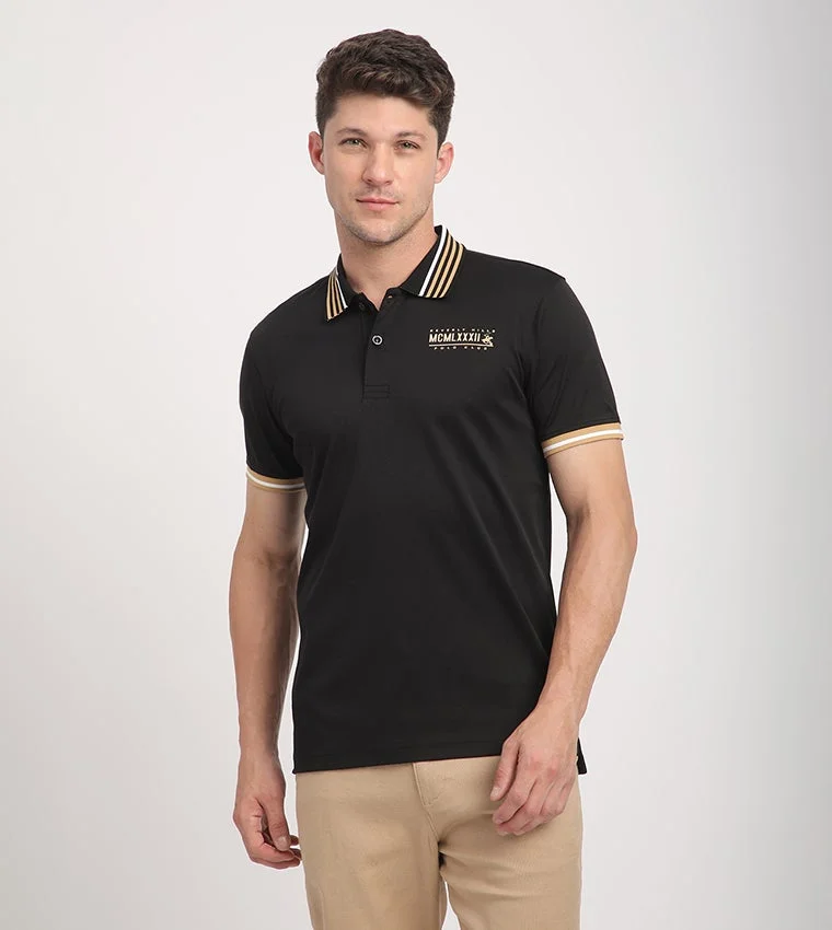 Beverly Hills Polo Club Logo Detail Contrast Trim Polo T-Shirt
