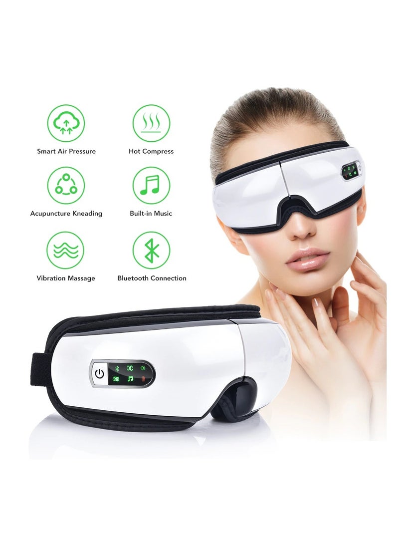 جهاز تدليك العين الكهربائي الذكي USB القابل لإعادة الشحن بضغط الهواء والنظارات ذات الضغط الساخن مدلك للعيون والموسيقى يعمل بالبلوتوث - Image 2
