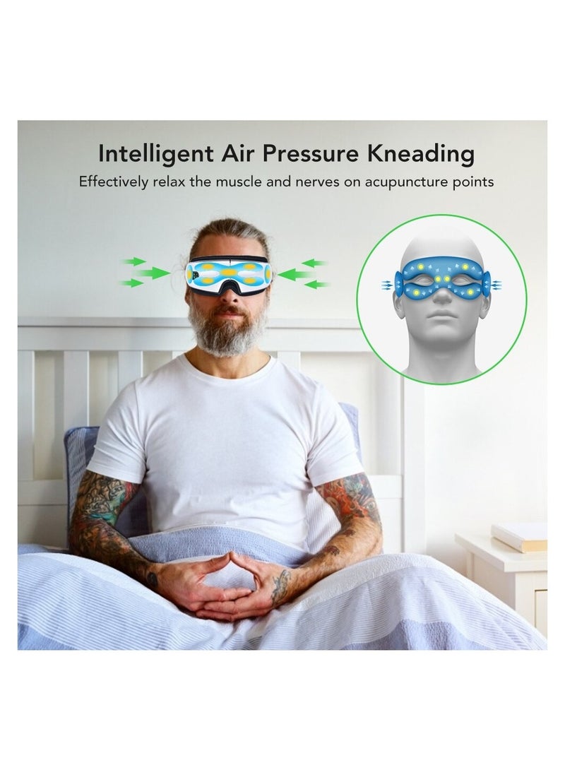 جهاز تدليك العين الكهربائي الذكي USB القابل لإعادة الشحن بضغط الهواء والنظارات ذات الضغط الساخن مدلك للعيون والموسيقى يعمل بالبلوتوث - Image 5