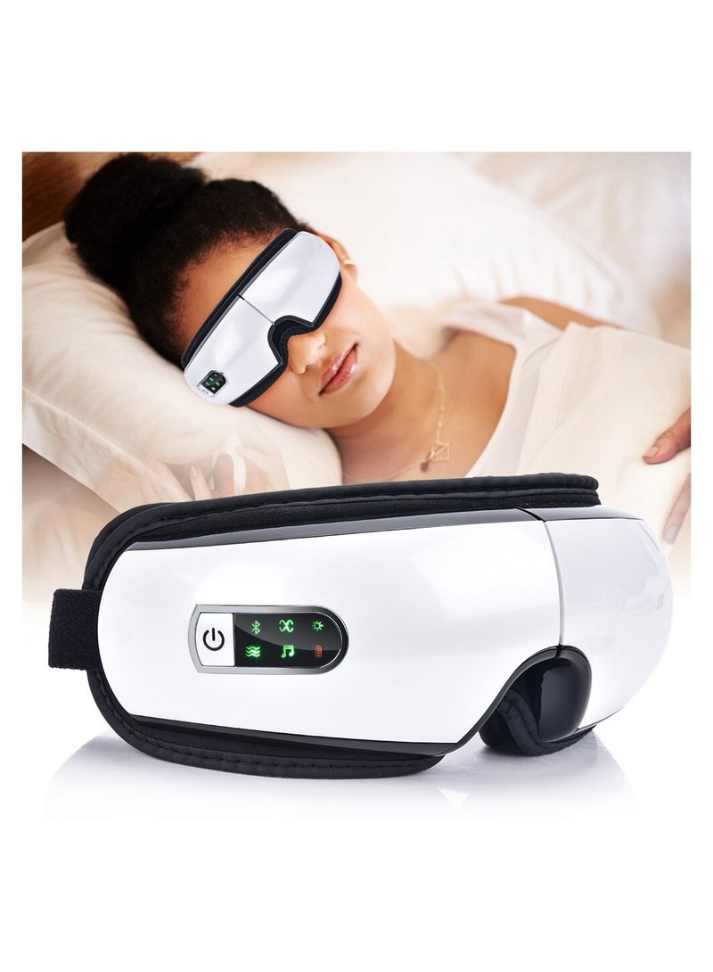 جهاز تدليك العين الكهربائي الذكي USB القابل لإعادة الشحن بضغط الهواء والنظارات ذات الضغط الساخن مدلك للعيون والموسيقى يعمل بالبلوتوث - Image 3