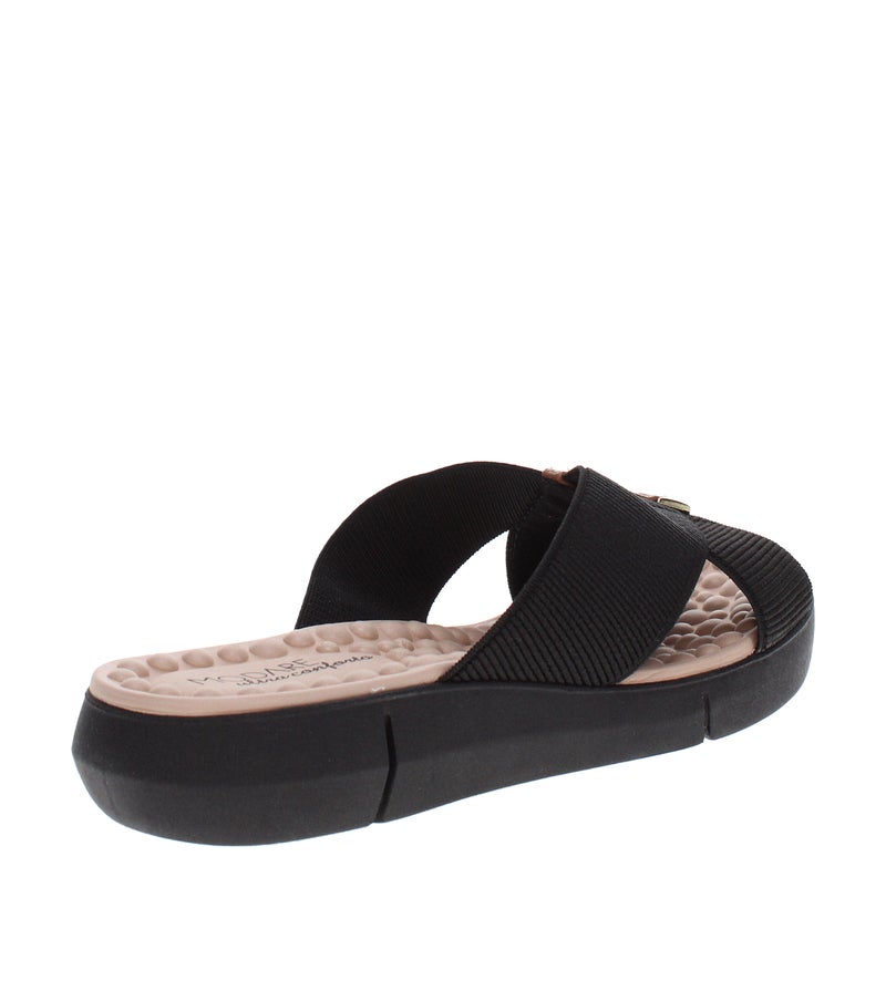 Modare Ladies Flat Comfort Sandals Black | Made In Brazil - Image 3