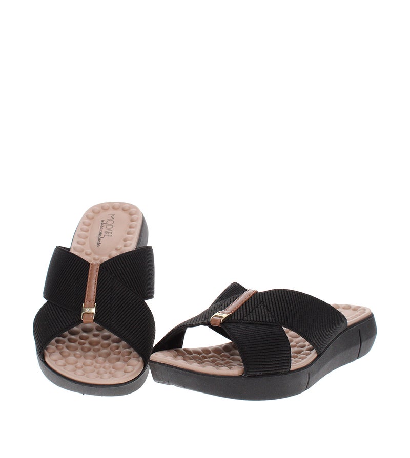 Modare Ladies Flat Comfort Sandals Black | Made In Brazil - Image 4