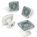 LORVIES 4 Pack 12 Bohemia Decorative Cabinet Knobs Drawer Handles for Home Kitchen Bedroom Stylish ABS Glass Square White Design Turquoise Flower Texture - Image 3