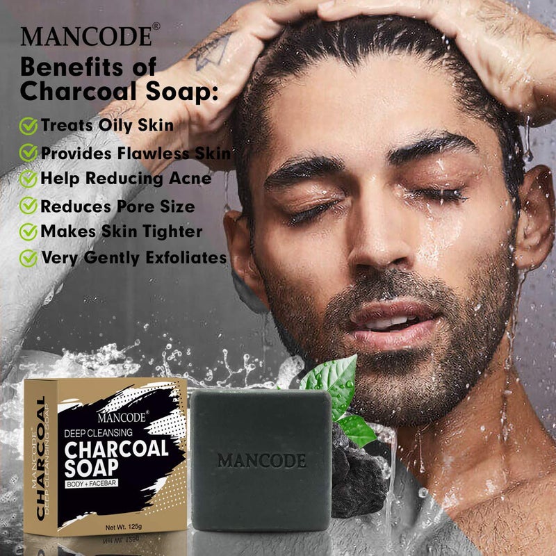 MAN CODE Mancode Activated Charcoal Soap  125gram  Treats Oily Skin  Refreshing  Black Color Bar Soap  Natural Essential Oil Extract  100 Vegetable Soap  Suitable for All Skin Types Pack of 1  - Image 3