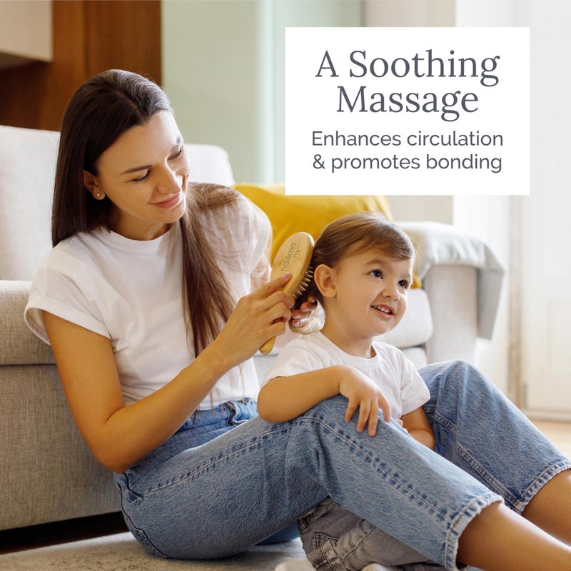 Natemia Wooden Baby Hair Brush | Natural Soft Bristles for Newborns & Toddlers | Gentle Cradle Cap Care | Ideal Baby Registry Gift - Image 5