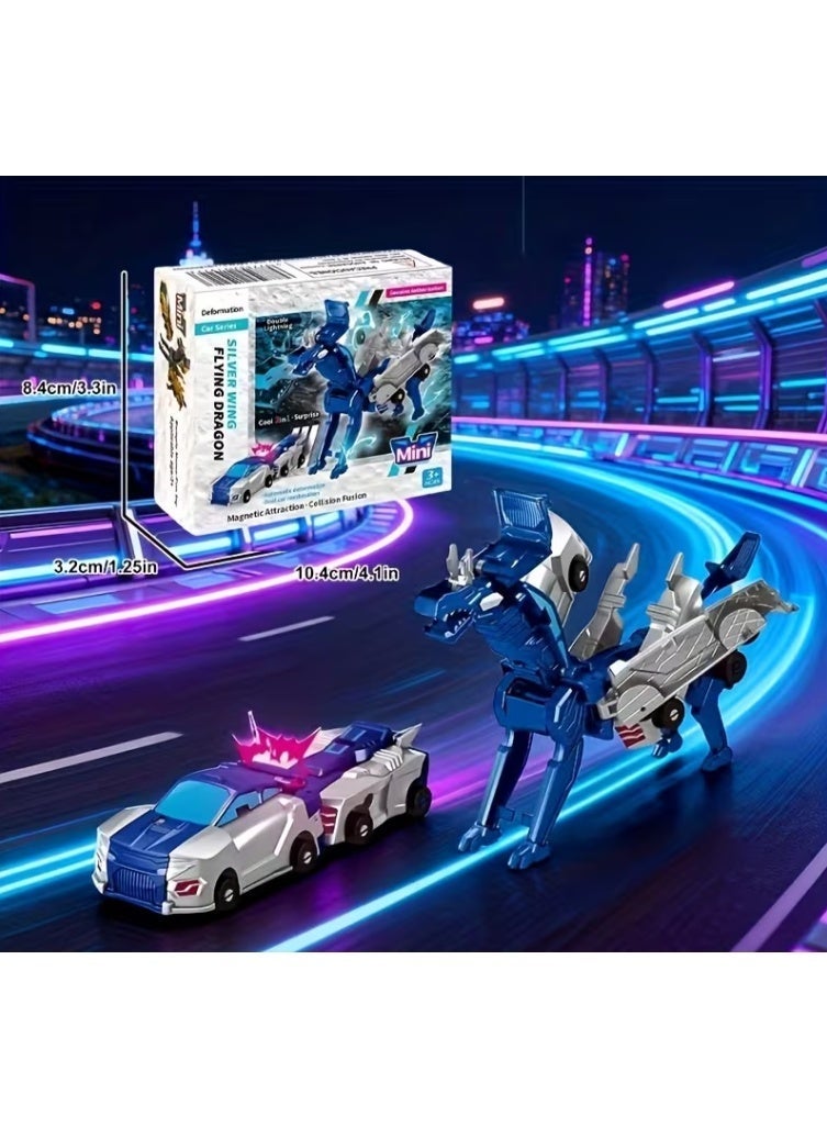 Magnetic Flying Dragon Transforming Car Toy: Transforms Between Flying Dragon and Car Modes via Manual Collision Activation. An Ideal Birthday, Holiday Gift and Party Favor for Both Boys and Girls - Image 1