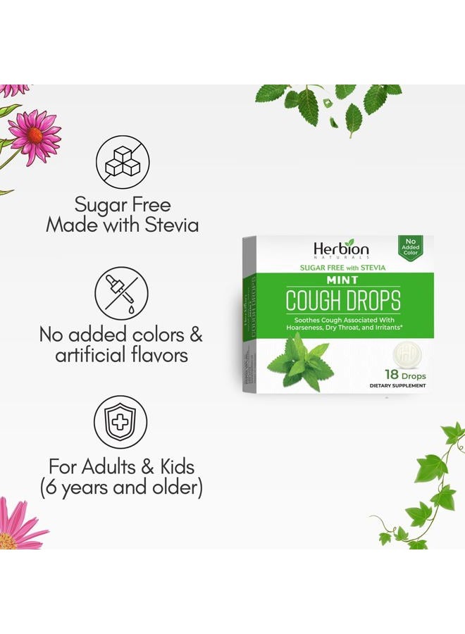 Herbion Naturals Cough Drops, Sugar Free with Stevia, Dietary Supplement, Soothes Cough, for Adults & Children Over 6 Years, 18 Count, Mint, Pack of 1 - Image 4