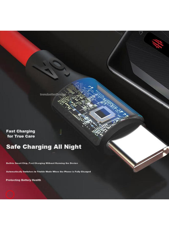 Trendsetter Compatible With Nubia Red Magic Data Cable, 6A/9A Fast Charging, 2 Meters, For Z30/Z40/Z50/Z60/Z70/Ultra, Red Magic 5G/6/7/8/9/10/S/Pro/Air Charging Cable - Image 4