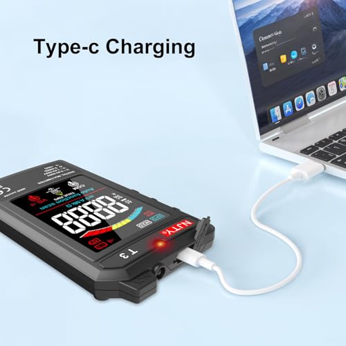 NJTY T3 Smart Digital Multimeter, Ultra-Thin Rechargeable Voltmeter with 3.2" Color LCD, Auto-Ranging 600V AC/DC Tester for Resistance NCV Live Wire Detection - Image 3