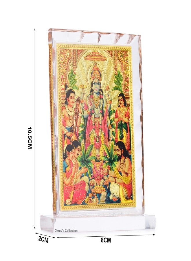 DHRUVS COLLECTION Gold Plated Vishnu Narayan, Satya Narayan Idol Acrylic Diamond Cut Photo Frame Stand for Home Decor, Car Dashboard, Office Table, Temple, Housewarming Gift (10.5 x 8 Centimeters) - Image 5