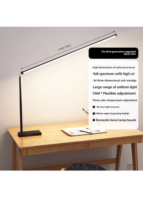 German Full Spectrum Intelligent Children's Eye Protection Desk Lamp Special For Learning Long Arm Reading Bookcase Students Write Homework-Color:Three Colors/high Color Rendering/obsidian Black-Size:Standard