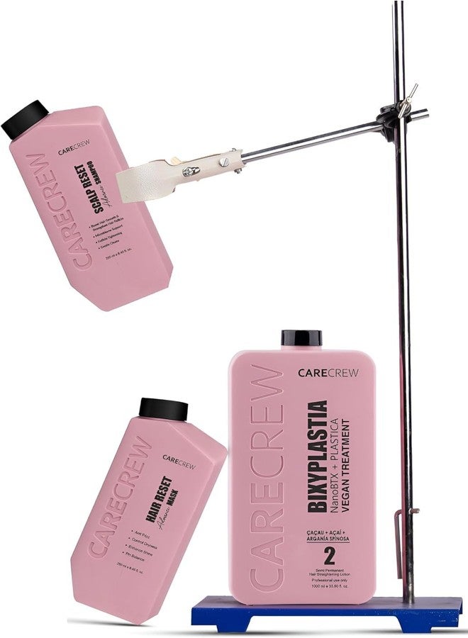 Nexify india Care Crew Professional Hair Treatment Set, 1000ml Bixyplasia Treatment, 250ml Shampoo and Mask, Pink - Image 1