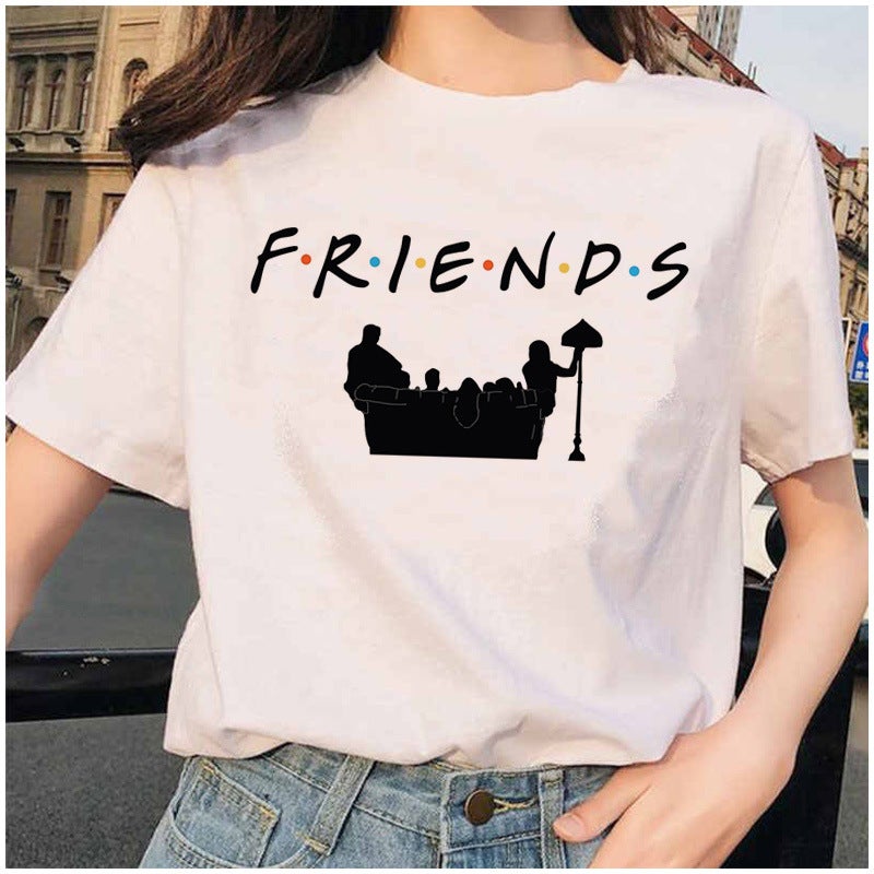 Friends Tv American Tv Series Friends Short-Sleeved Men'S And Women'S Couple White T-Shirt - Image 2
