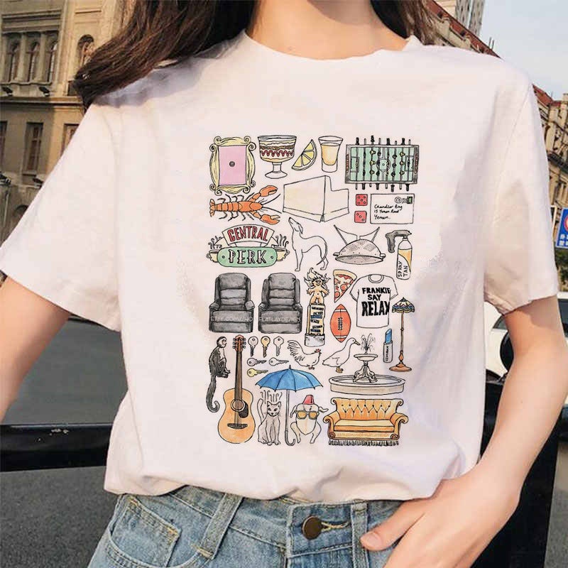 Friends Tv American Tv Series Friends Short-Sleeved Men'S And Women'S Couple White T-Shirt - Image 4