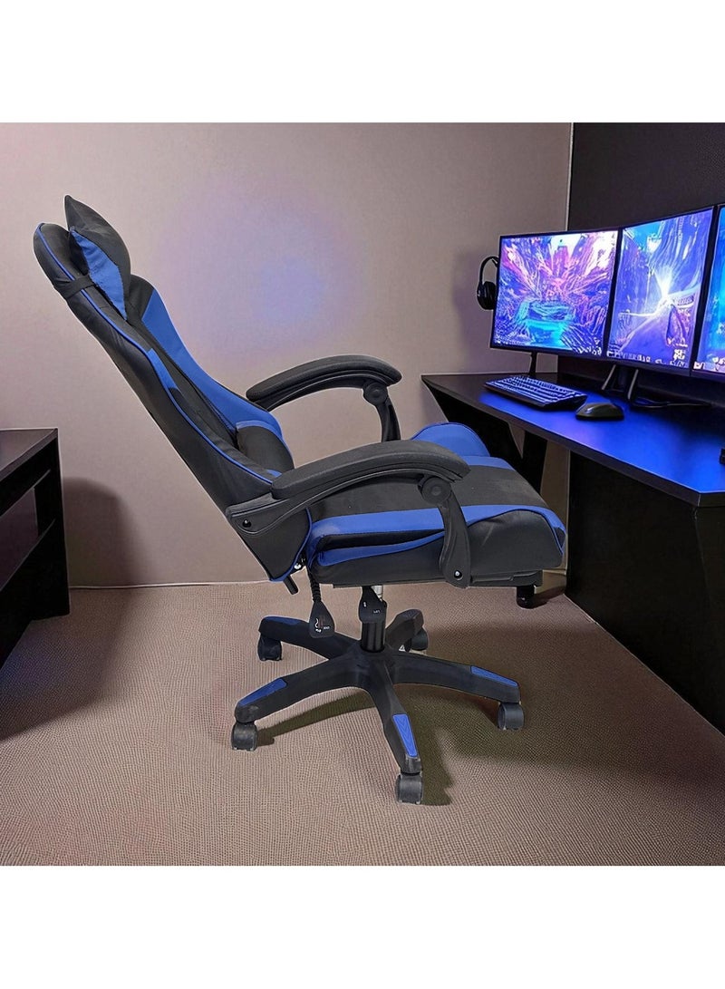 مفروشات صابر واخوانه (ذ.م.م) SBF Gaming Chair with Footrest – High Back PU Leather Ergonomic Office Desk Chair with Adjustable Height, Reclining Backrest, Headrest & Lumbar Support – Swivel Computer Gaming Chair, Blue Black - Image 5