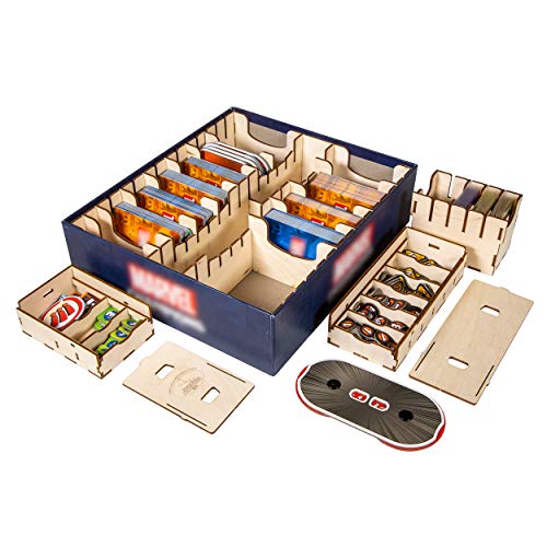 The Broken Token Marvel Champions Compatible Game Organizer - Wood Storage Box with Multiple Trays - Image 1