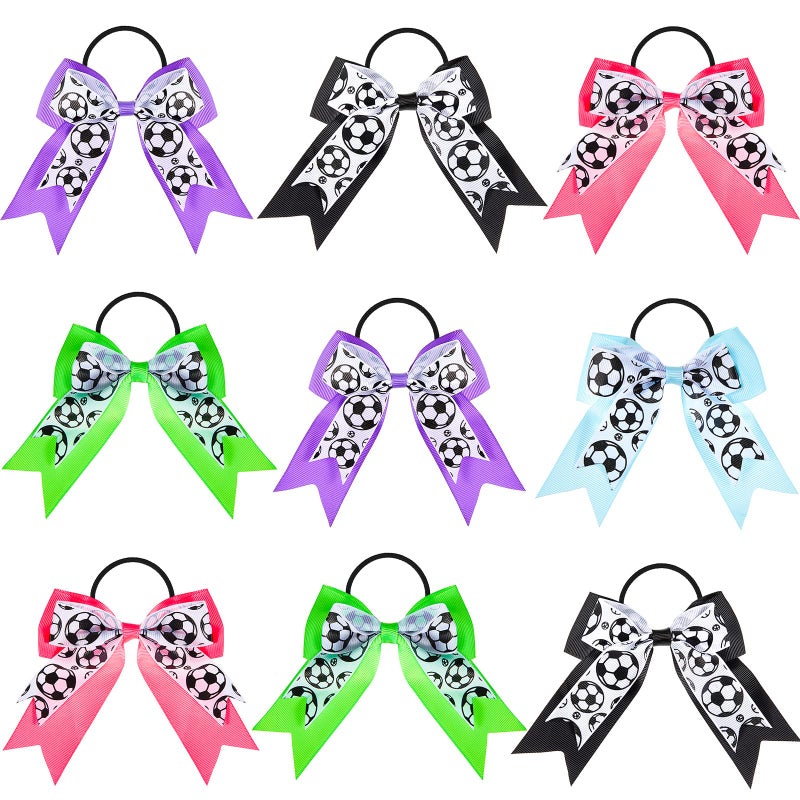 أربطة شعر WILLBOND 10 قطع إكسسوارات شعر كرة القدم مع أربطة شعر مرنة لحاملات ذيل الحصان للفتيات والفرق بألوان مختلطة