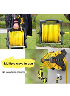 XiuWoo 10m Hose Reel, 360° Rotation Adjustment Patterns Spray Nozzle, Wall Mount Patio Hoses Rack Storage, Portable Car Washing Watering Sprinkler Hose  - Image 2