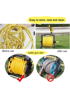 XiuWoo 10m Hose Reel, 360° Rotation Adjustment Patterns Spray Nozzle, Wall Mount Patio Hoses Rack Storage, Portable Car Washing Watering Sprinkler Hose  - Image 5