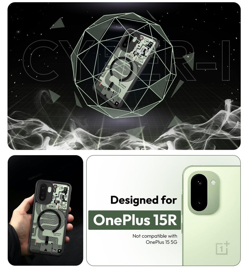Kapaver غطاء كابافر ماج-إكس من الحجر الرملي لهاتف OnePlus 15R ماجسيف، مغناطيسي | غطاء خلفي لهاتف OnePlus 15R (سايبر-آي أسود) - Image 2