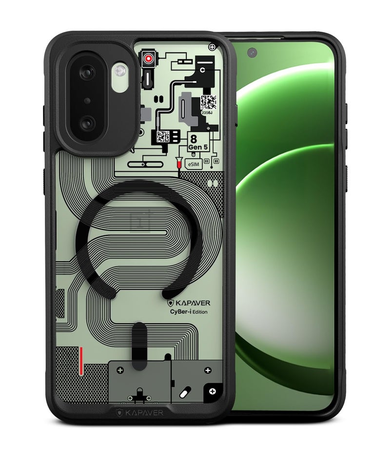 Kapaver غطاء كابافر ماج-إكس من الحجر الرملي لهاتف OnePlus 15R ماجسيف، مغناطيسي | غطاء خلفي لهاتف OnePlus 15R (سايبر-آي أسود) - Image 1