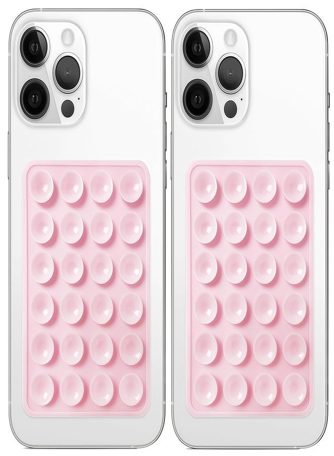 Galundge Anteel 2 Pack Silicone Suction Phone Case Mount, Non Slip Sticky Grip for Cellphone, Silicon Adhesive Suction Cup Mount, Strong Grip Holder for Selfies and Videos (Light Pink) - Image 1